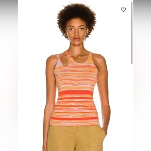 Jonathan Simkhai Orange Multicolor Striped Cutout Cotton and wool blend knit Top
